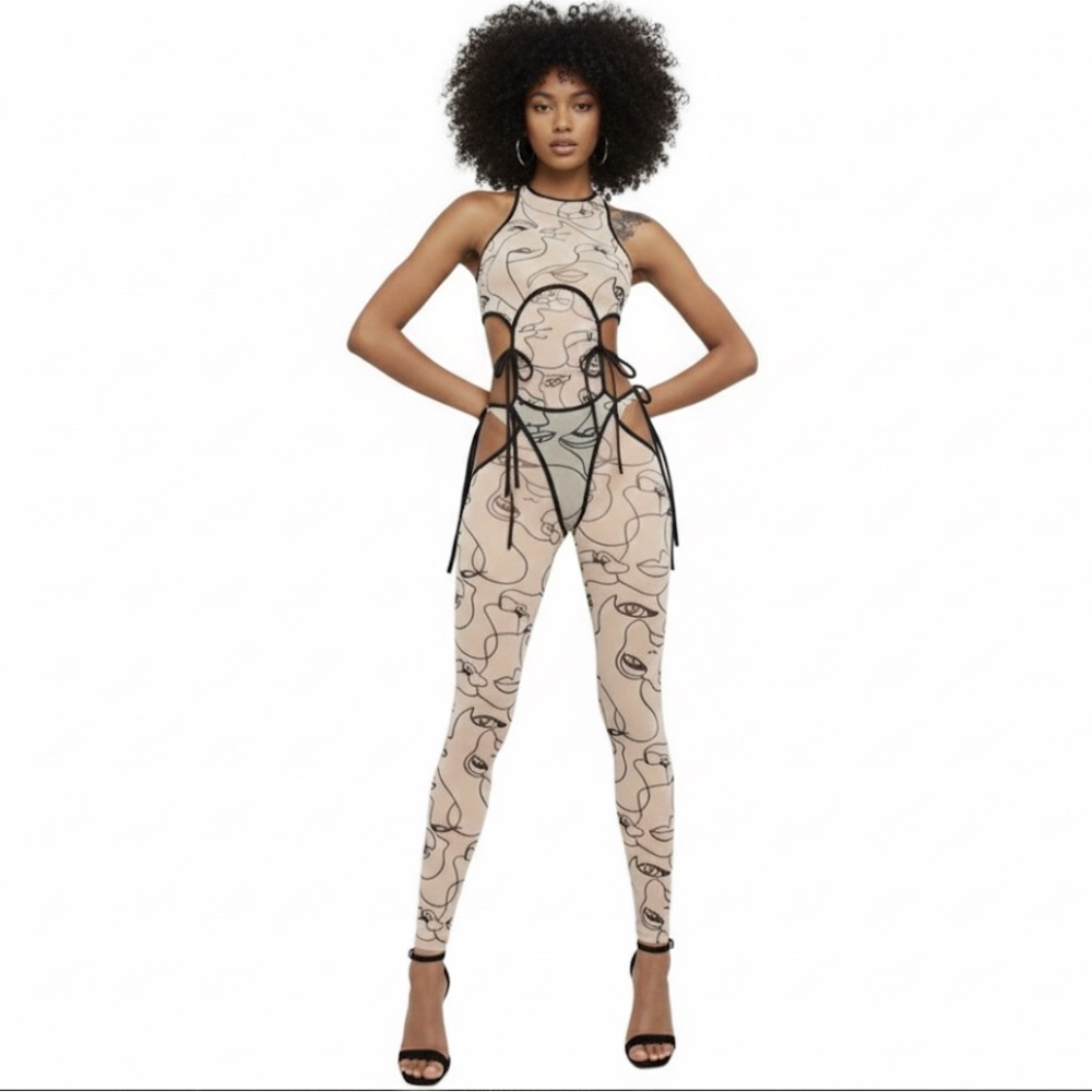Sheer Abstract Jumpsuit